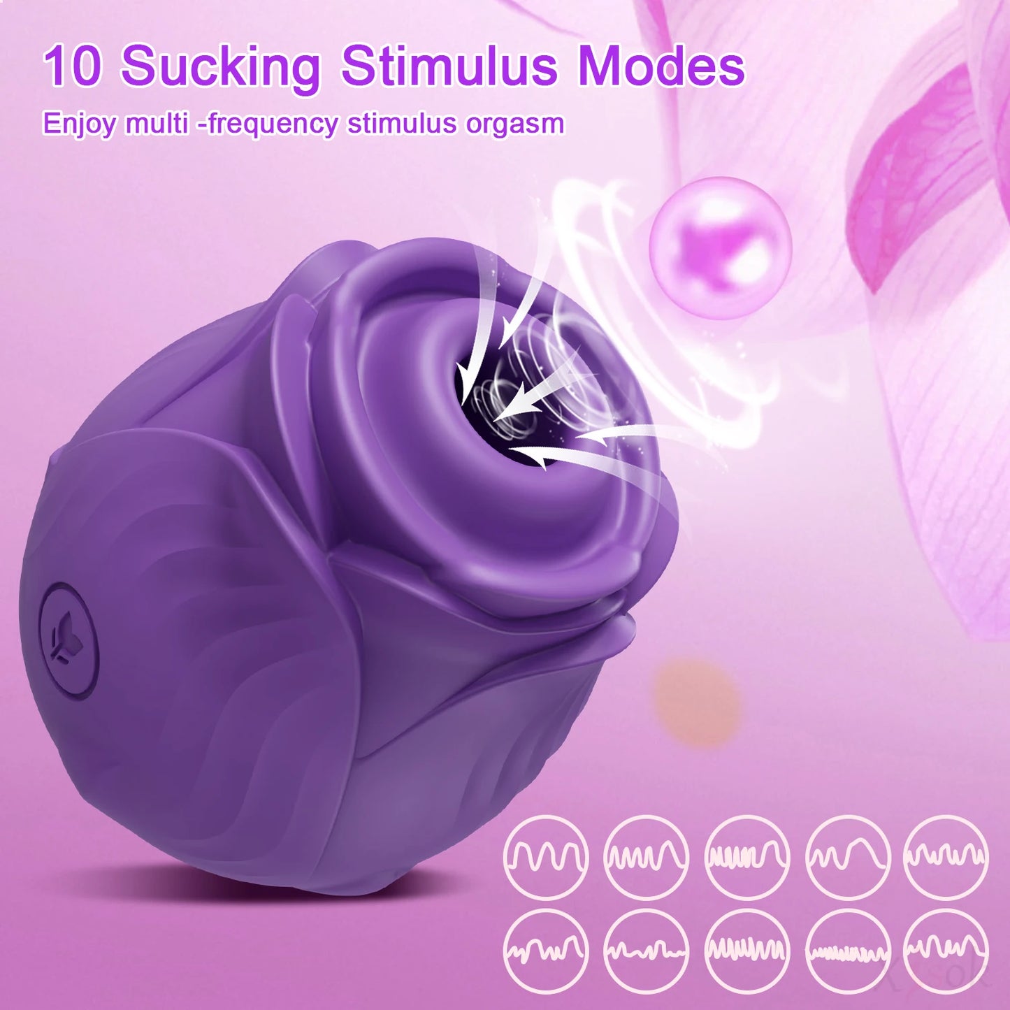 STIMULATEUR EN FORME DE ROSE - suceur pour clitoris et mamelons