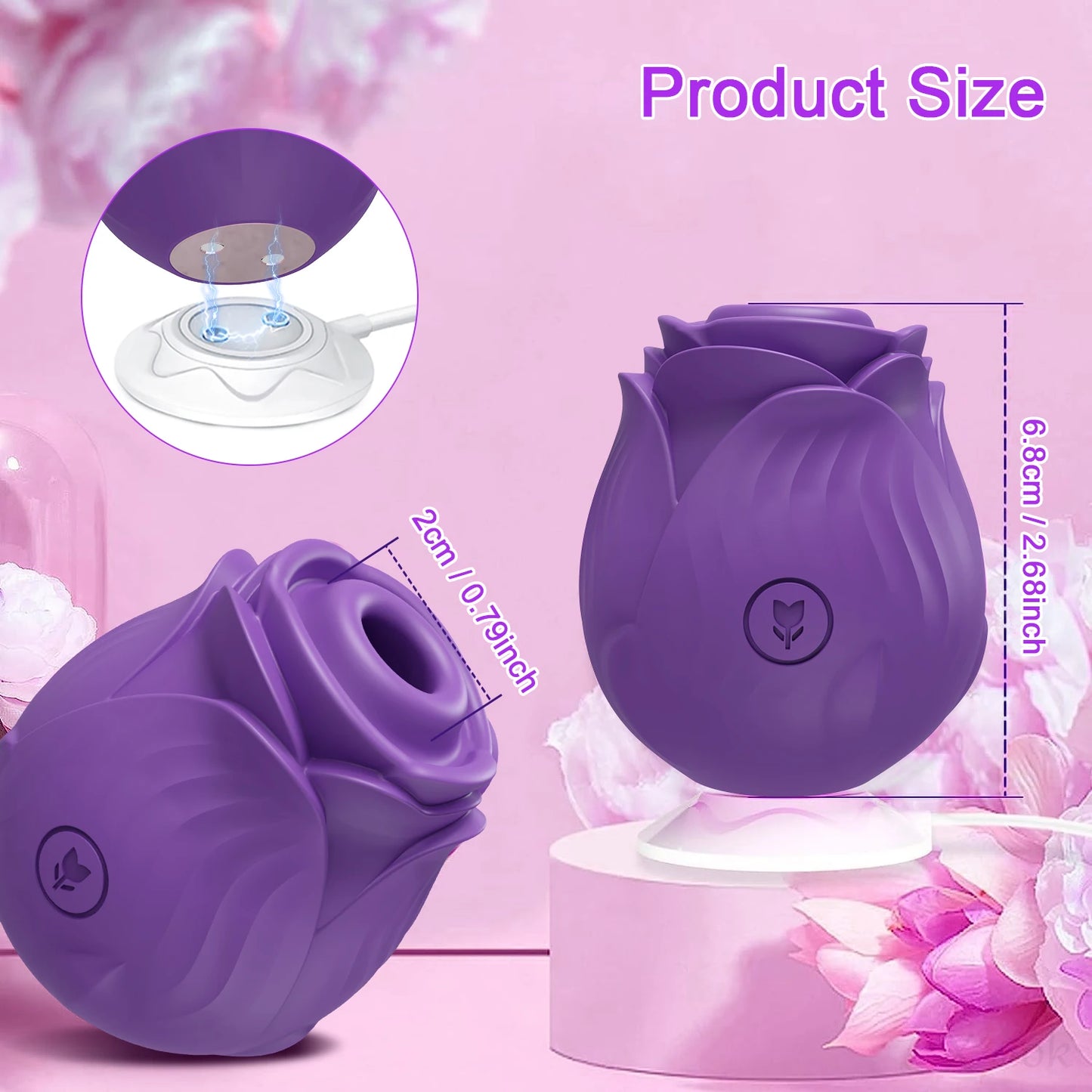 STIMULATEUR EN FORME DE ROSE - suceur pour clitoris et mamelons